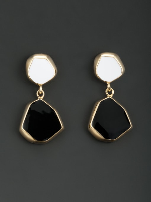 Lauren Mei Personalized Gold Plated Black Geometric Acrylic Drop drop Earring 0