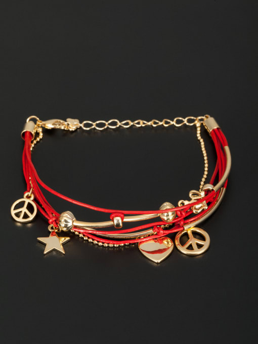 Lauren Mei Personalized Gold Plated Red Heart Bracelet