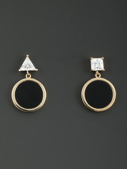 Lauren Mei Personalized Gold Plated White Triangle and Round Zircon Drop drop Earring 0