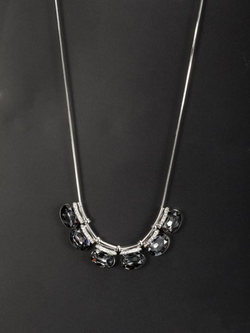 LB RAIDER Platinum Plated Round Black Crystal Beautiful Necklace