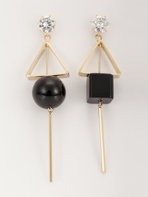 YIDA  The new Gold Plated Copper Acrylic Round Drop drop Earring with Black 0