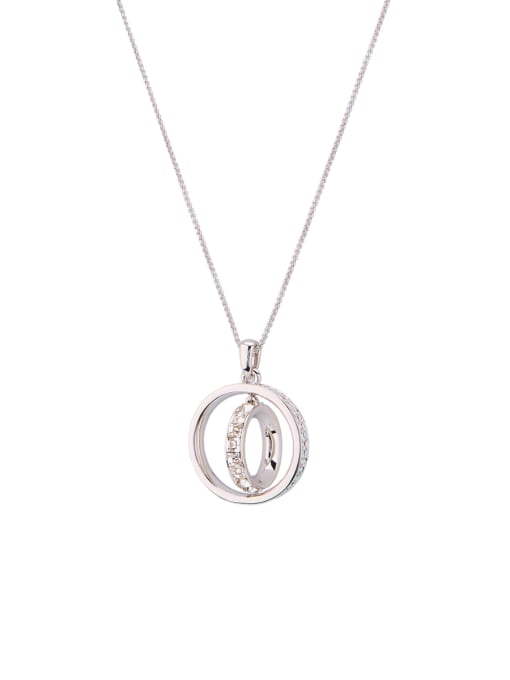 Guurachi The new Platinum Plated Zinc Alloy Crystal Round necklace with White 0