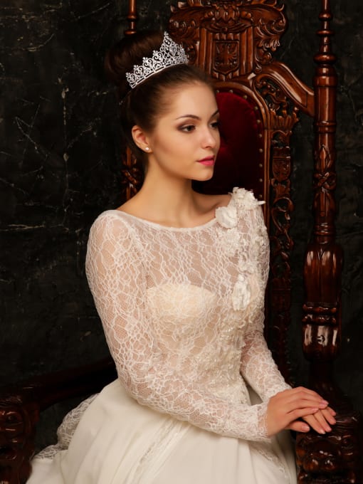 Bride Talk White Heart Wedding Crown with Platinum Plated Zircon 1