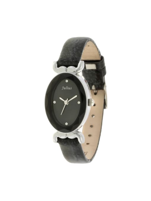 JULIUS Model No 1000003280 23.5mm & Under size Alloy Oval style Genuine Leather Women's Watch