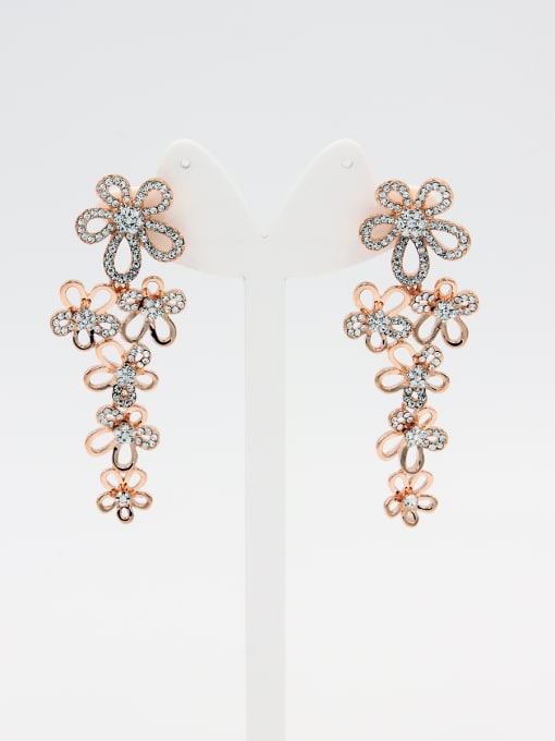 LB RAIDER Statement style with Rose Plated Rhinestone Drop drop Earring 0