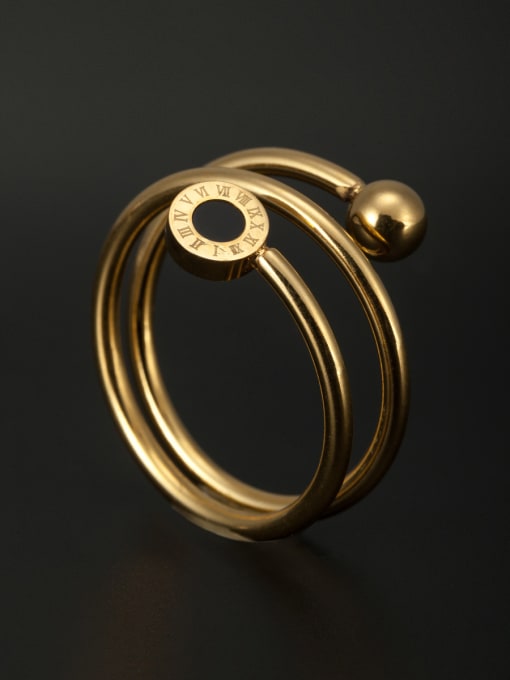 Jennifer Kou Round Stainless steel Beads Gold Stacking Ring  6-9#