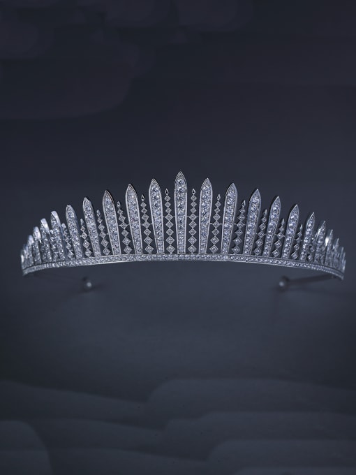 Bride Talk Model No TR15032 Blacksmith Made Platinum Plated Zircon Wedding Crown 0