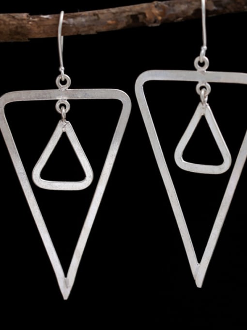 SUN SILVER Silver Triangle Silver Drop drop Earring