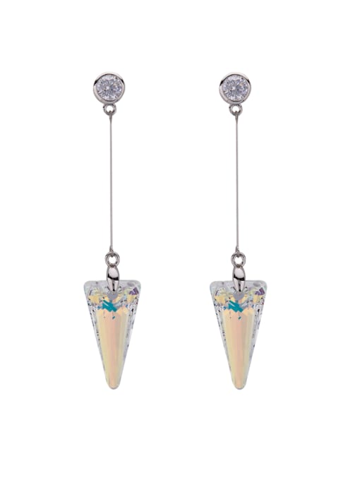 Guurachi New design Platinum Plated Zinc Alloy austrian Crystals Drop threader Earring in Beige color 0