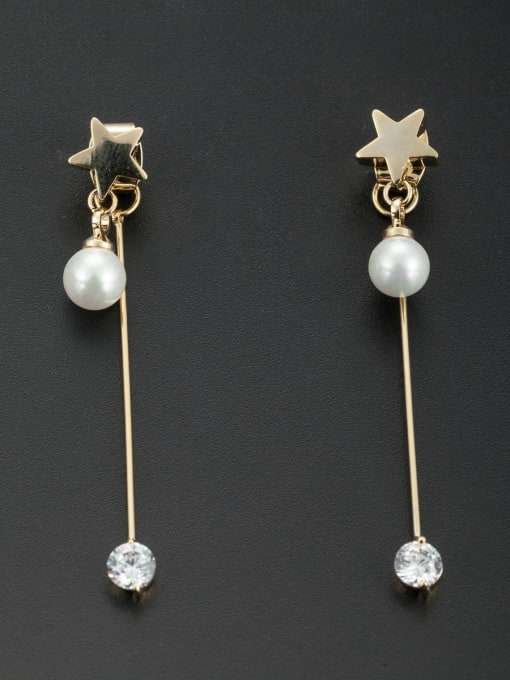 LB RAIDER Star style with Gold Plated Pearl Drop drop Earring 0