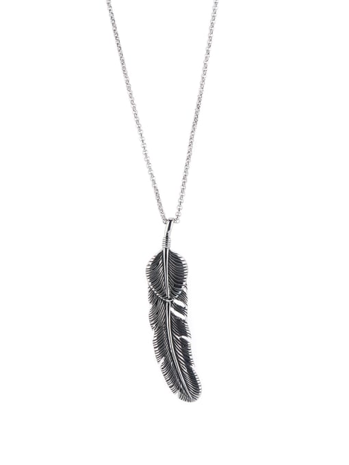 David Wa Feather style with Silver-Plated Titanium necklace