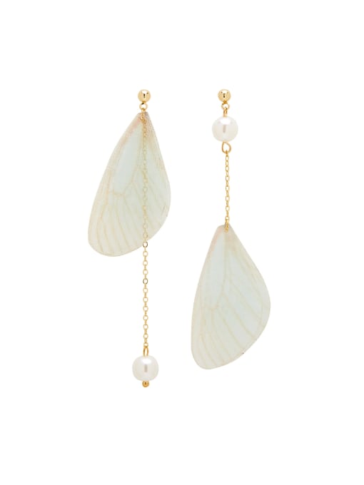 Ai Feng A Gold Plated Zinc Alloy Stylish Pearl Drop drop Earring Of Butterfly 0