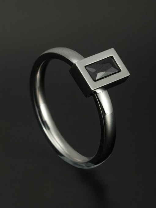 Jennifer Kou Stainless steel Square Black Rhinestone Beautiful Ring6-8#