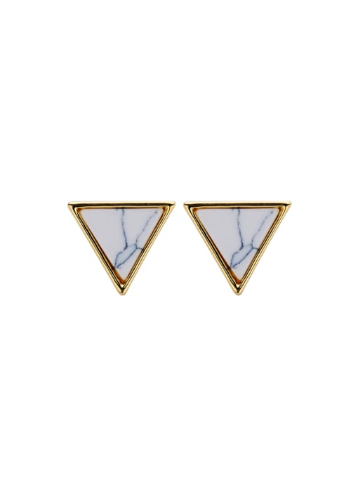 Lang Tony Gold Triangle Drop stud Earring with Gold Plated Copper Stone 0