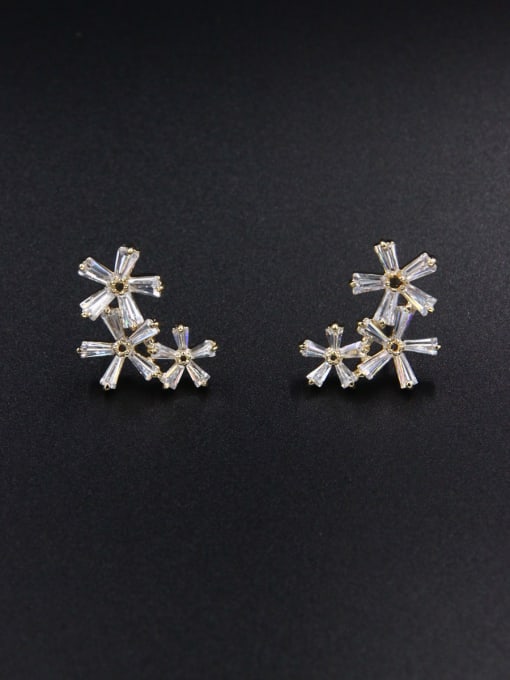 LB RAIDER A Gold Plated Stylish Zircon Studs stud Earring Of Flower 0