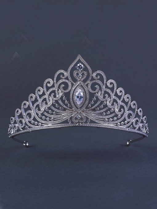 Bride Talk Model No 1000001757 Platinum Plated Stylish Zircon Wedding Crown 0