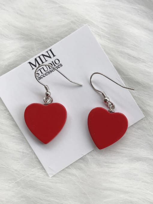 MINI STUDIO Personalized Silver Red Heart Drop drop Earring 0