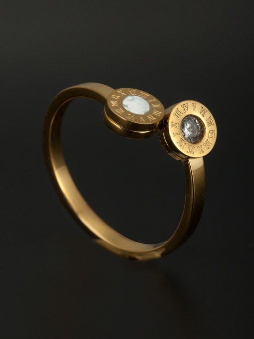 Jennifer Kou New design Stainless steel Rhinestone Ring in Gold color 6-8# 1