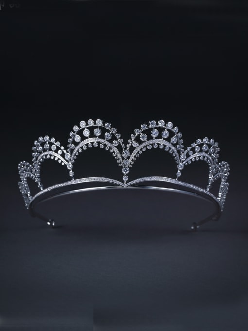Bride Talk Model No 1000001745 Platinum Plated Zircon White Wedding Crown 0