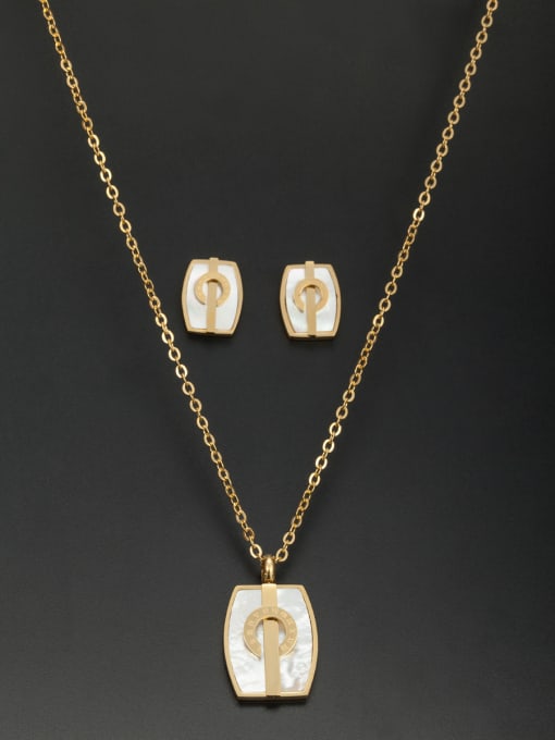 Jennifer Kou Mother's Initial Gold 2 Pieces Set with Square 0