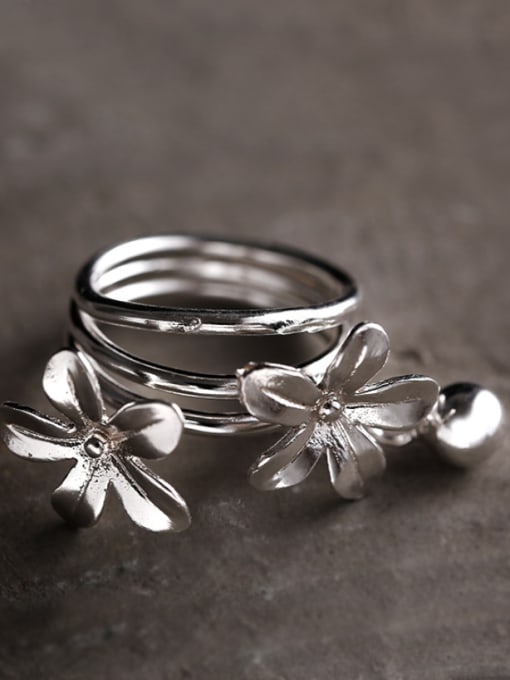 SUN SILVER Model No JZ000010 Silver Flower Silver Beautiful Band band ring 0