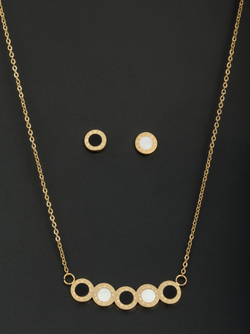 Jennifer Kou Gold Round 2 Pieces Set with Stainless steel