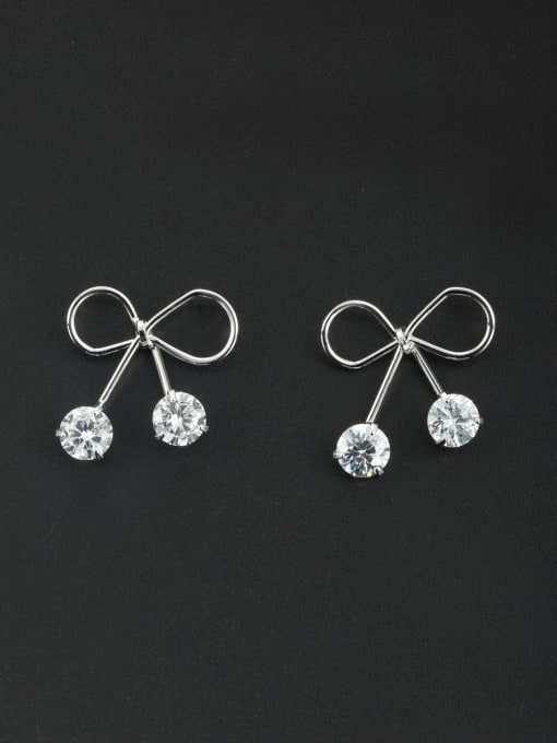 Cubic Y80 Model No DCZ3463-001 Butterfly Platinum Plated Zircon White Drop drop Earring 0