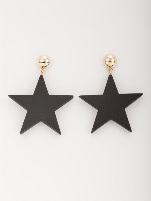 YIDA  Personalized Gold Plated Wood Black Star Drop drop Earring 0