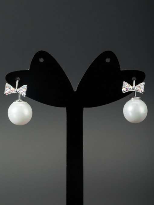 LB RAIDER Blacksmith Made Platinum Plated Pearl Butterfly Drop drop Earring 0