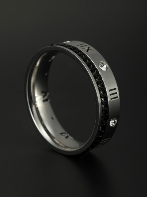 Jennifer Kou Custom Black band ring with Stainless steel 6-9#