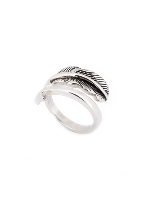 David Wa Silver-Plated Titanium Feather Band band ring 2