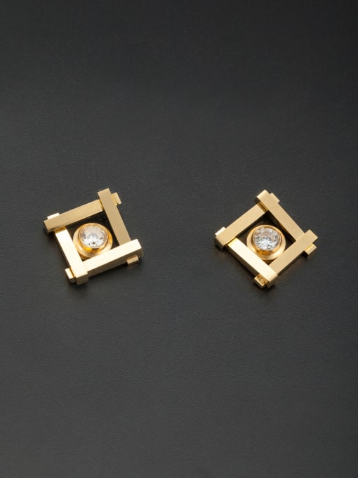 Jennifer Kou Custom Gold Round Studs stud Earring with Stainless steel 0