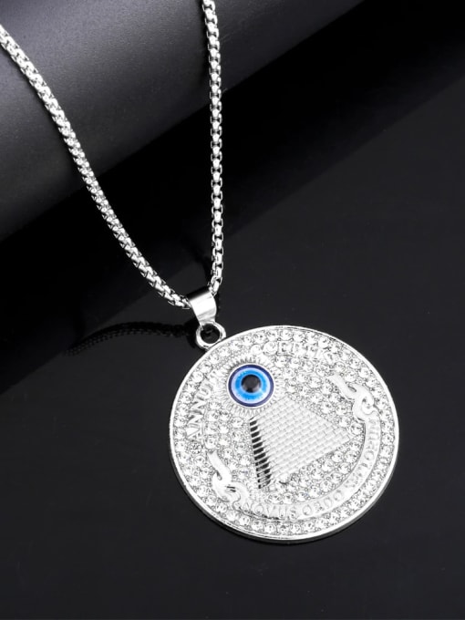 CC Stainless steel Chain Alloy Pendant  Cubic Zirconia Evil Eye Hip Hop Necklace 2