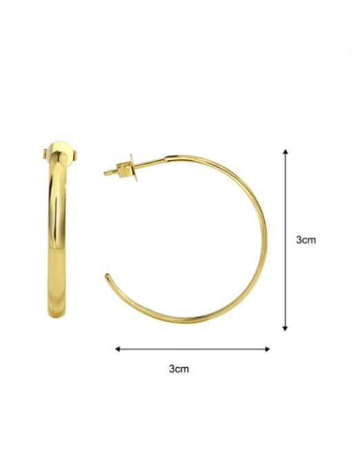 30mm flat round Earrings Brass Geometric Minimalist Hoop Earring