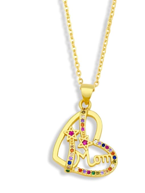 B Brass Cubic Zirconia  Minimalist Letter Heart Pendant  Necklace