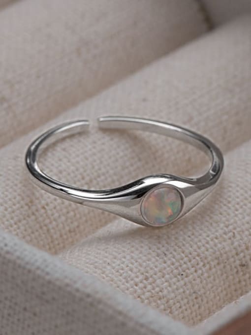 XBOX 925 Sterling Silver Synthetic Opal Geometric Minimalist Band Ring 1