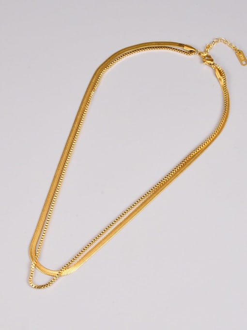 A TEEM Titanium Steel Snake Minimalist Multi Strand Necklace