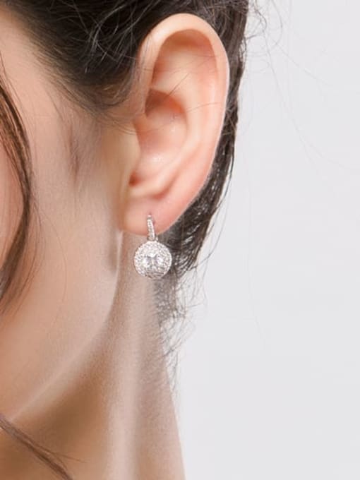 BLING SU Copper Cubic Zirconia Geometric Minimalist Stud Earring 1