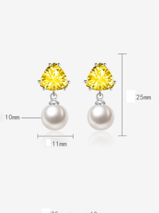 X&S Brass Imitation Pearl Triangle Minimalist Drop Earring 1