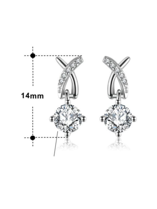 RINNTIN 925 Sterling Silver Cubic Zirconia Geometric Minimalist Drop Earring 2