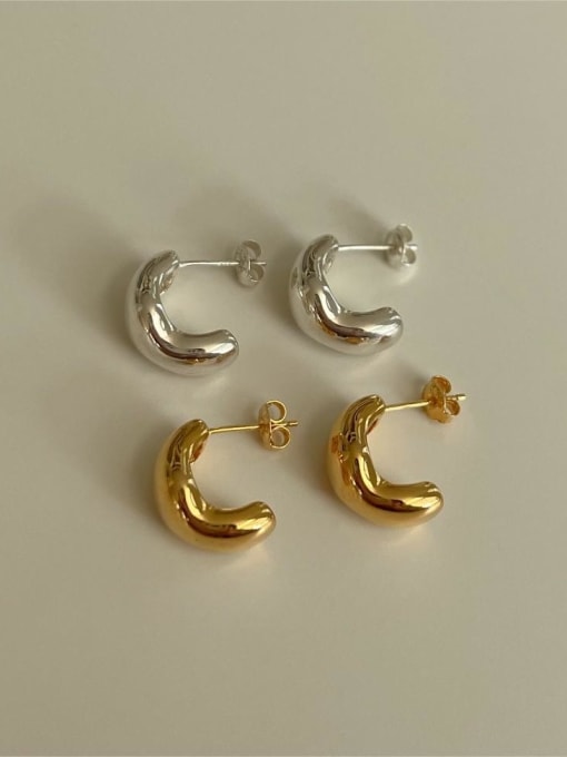 Circular arc earrings C1234 925 Sterling Silver Geometric Hip Hop Stud Earring