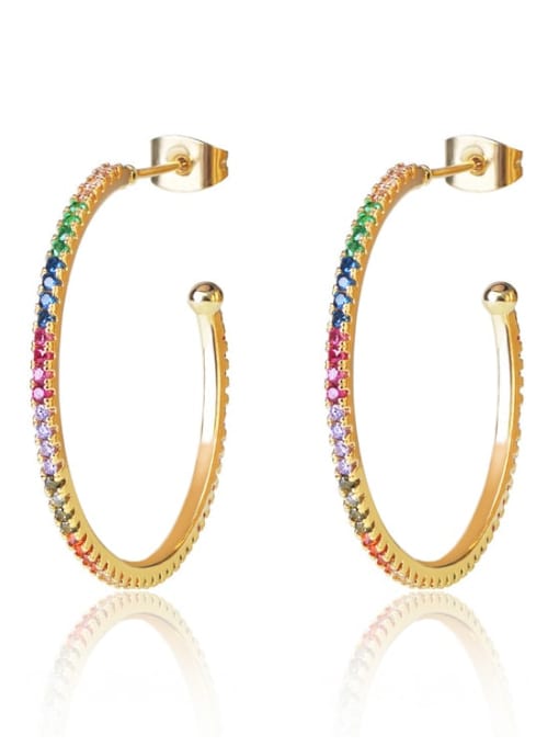 DUDU Brass Cubic Zirconia Round Luxury Hoop Earring 0