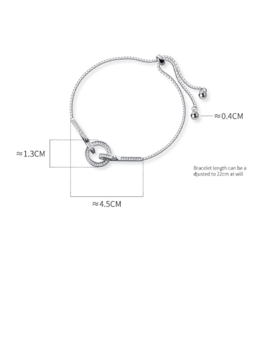 Rosh 925 Sterling Silver Fashion Micro Inlay Row Diamond Round Bracelet Bracelet 3