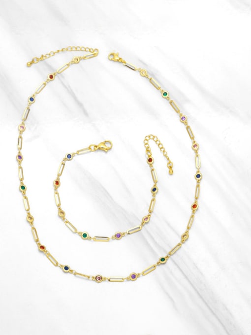 CC Bohemia Heart Brass Cubic Zirconia Multi Color Bracelet and Necklace Set 4