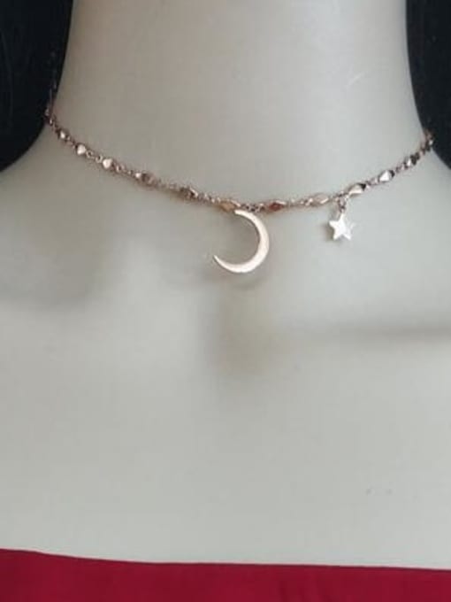 A TEEM Titanium Smooth Moon Minimalist pendant Necklace 4