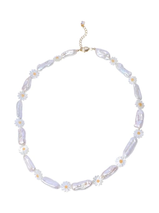 RAIN Brass Freshwater Pearl Minimalist Irregular  Ring and Necklace Set