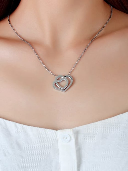 CONG Titanium Steel Hollow Heart Minimalist Necklace 3