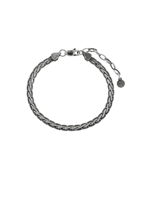 DAKA 925 Sterling Silver Snake Bone Chain Vintage Handmade Weave Bracelet 0