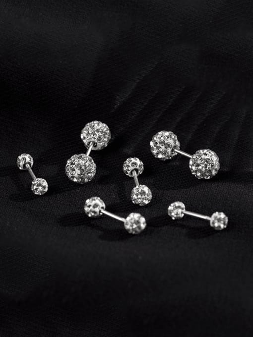 BeiFei Minimalism Silver 925 Sterling Silver Cubic Zirconia Round Bead Minimalist Stud Earring 0