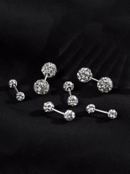 BeiFei Minimalism Silver 925 Sterling Silver Cubic Zirconia Round Bead Minimalist Stud Earring